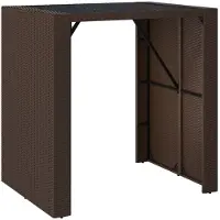 Syfax Table de bar et dessus en verre marron 105x80x110 cm poly rotin