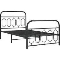 Syfax Cadre de lit métal sans matelas avec pied de lit noir 107x203cm