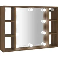 Syfax Armoire à miroir avec LED Chêne marron 76x15x55 cm