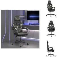 vidaXL Chaise de jeu avec repose-pieds pivotant noir camouflage similicuir - Fauteuil de jeu