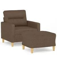 vidaXL Fauteuil avec pouf Marron 60 cm Tissu