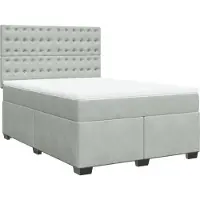 vidaXL Lit boxspring avec matelas gris clair 160x200 cm velours