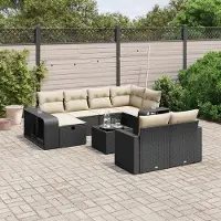 Prolenta Maison Exclusive - Salon de jardin 11 pcs avec coussins noir résine tressée