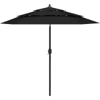 Prolenta Maison Exclusive - Parasol à mât en aluminium, 3 couches, noir, 2,5 m