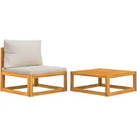 Syfax Salon de jardin avec coussins 2 pcs bois massif acacia