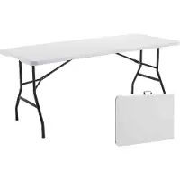 Oviala Lot de 5 tables pliantes 8 places blanches - 180cm x 74cm x 75cm - REKKEM