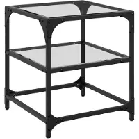 Syfax Table basse avec dessus en verre transparent 40x40x45 cm acier