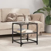 Prolenta Table basse exclusive avec plateau en verre transparent, dimensions 40x40x45 cm, structure en acier