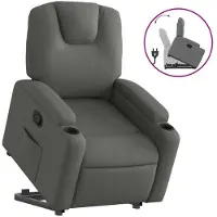 Syfax Fauteuil releveur électrique, tissu polyester gris foncé, inclinaison manuelle 135°, moteur de levage, 74x88x97 cm, capacité 110 kg