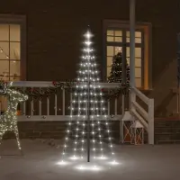 Prolenta Arbre de Noël LED exclusif pour mât de drapeau, lumière blanche froide, 108 LED, 180 cm
