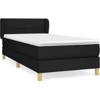 vidaXL Lit boxspring avec matelas noir 90x190 cm Tissu