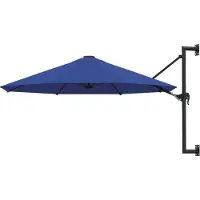 Prolenta Maison Exclusive - Parasol mural avec mât en métal, 300 cm, couleur bleu