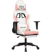vidaXL Chaise de jeu avec massage & repose-pieds Blanc & Rose Similicuir