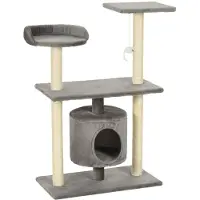 Syfax Arbre à chat avec griffoirs en sisal 95 cm Gris
