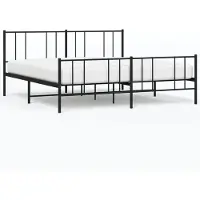 Syfax Cadre de lit métal sans matelas avec pied de lit noir 193x203cm