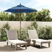 Prolenta Maison Exclusive - Parasol avec mât en bois, couleur bleu azur, dimensions 196 x 231 cm