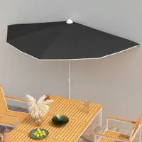 Prolenta Maison Exclusive - Parasol demi-cercle avec mât 180 x 90 cm, noir