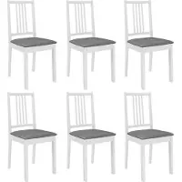Syfax Chaises à manger avec coussins lot de 6 blanc bois solide