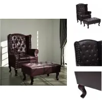 vidaXL Fauteuil avec repose-pieds Marron foncé Similicuir - Fauteuil
