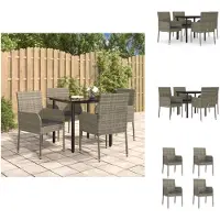 vidaXL Ensemble de jardin 5 pièces avec coussins noir et gris Poly rotin - Ensemble de meubles de jardin