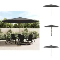 vidaXL Parasol avec mât en bois Anthracite 400x273 cm - Parasols & Protection solaire