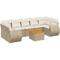 vidaXL Ensemble de jardin canapé 8 pièces avec coussins Beige Poly Rattan
