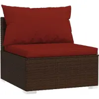 Syfax Canapé central de jardin avec coussins Marron Résine tressée