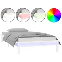 Syfax Cadre de lit à LED sans matelas blanc 75x190 cm bois massif