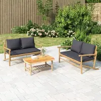 Prolenta Maison Exclusive - Ensemble de salon de jardin 3 pièces avec coussins gris foncé en bambou