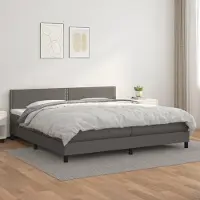 Prolenta Maison Exclusive - Sommier à lattes de lit avec matelas Gris 200x200 cm Similicuir