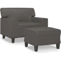 vidaXL Fauteuil avec tabouret Gris 60 cm Similicuir