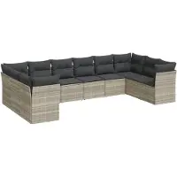 vidaXL Ensemble de 10 canapés de jardin avec coussins gris clair Poly rotin