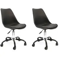 Home Deco Factory Lot de 2 Chaises - - KIRUNA - Roulettes - Confortables - Noires et argent