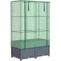 Syfax Jardinière surélevée avec housse aspect rotin 80x40x138 cm