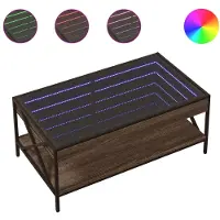 Syfax Table basse avec LED Infinity chêne marron 90x50x38 cm