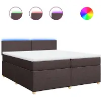 vidaXL Lit boxspring avec matelas brun foncé 200x200 cm Tissu