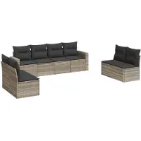 vidaXL Ensemble de jardin canapé 8 pièces avec coussins gris clair Poly rotin