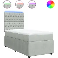 Syfax Sommier à lattes de lit et matelas Gris clair 90x200 cm Velours