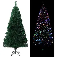 The Living Store Arbre de Noël artificiel avec support Vert 150 cm Fibre optique