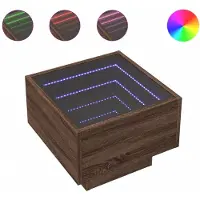 Syfax Table d'appoint et LED chêne marron 40x40x30 cm bois ingénierie