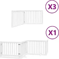 vidaXL Porte pour chien 10 pièces avec porte Pliable Blanc 800 cm Bois de peuplier