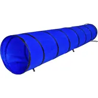 Lionto Tunnel de jeu pour chiens, tunnel d'agility stable pour chiens, pliable avec sac de transport & piquets, 300x50 cm, bleu