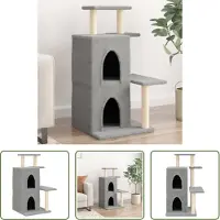 The Living Store Arbre à chat avec colonnes à griffer en sisal Gris clair 97 cm