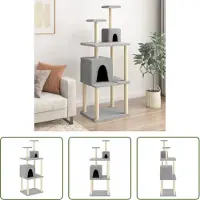 The Living Store Arbre à chat avec colonnes à griffer en sisal Gris clair 167 cm