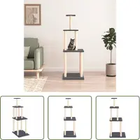 The Living Store Arbre à chat avec colonnes à griffer en sisal Gris foncé 149 cm