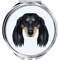 Art-Dog Teckel à poil long, teckel, teckel - Miroir avec photo et impression géométrique de la marque