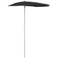 Syfax Demi-parasol de jardin avec mât 180x90 cm noir