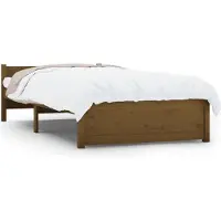 Syfax Cadre de lit sans matelas marron miel bois massif 75x190 cm