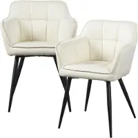 En.casa Chaise de salle à manger 'Birmingham' (lot de 2) avec accoudoirs rembourrée Pieds en acier Beige