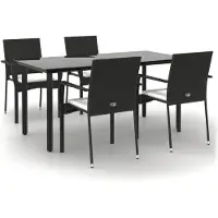 Syfax Ensemble à manger de jardin coussins 5pcs Noir Résine tressée